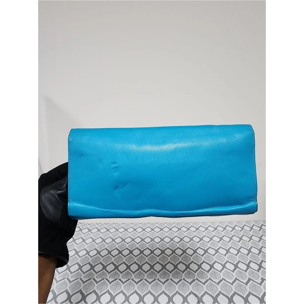 YVES SAINT LAURENT Caviar Leather Cassandre Clutch Bag turquoise - Picture 8 of 15